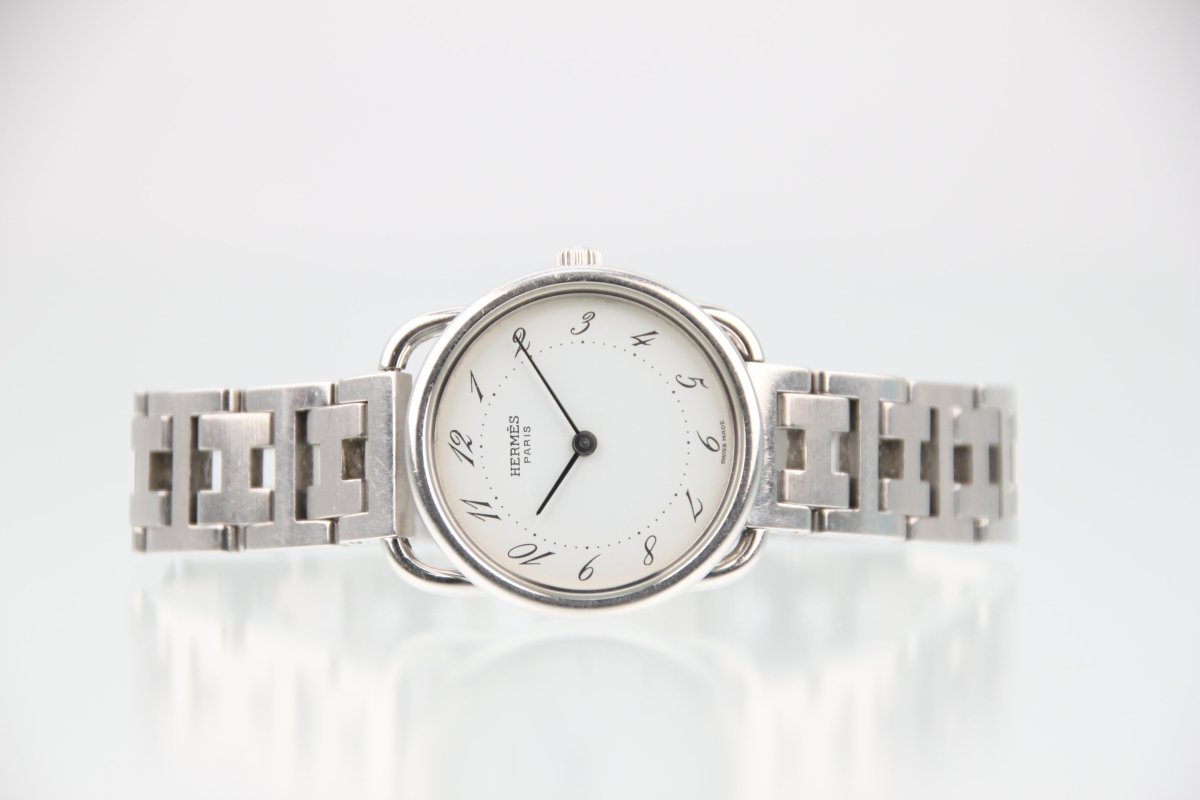 Used Hermes Arceau White Dial Quartz 25mm Steel Ladies Watch AR3.210 - RYBrandshop