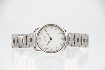 Used Hermes Arceau White Dial Quartz 25mm Steel Ladies Watch AR3.210 - RYBrandshop