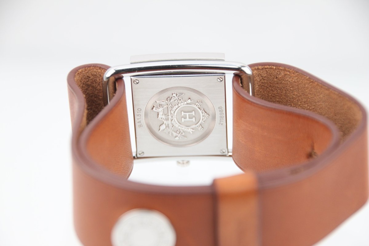 Used Hermes Barenia Silver Dial Quartz Steel Ladies Leather Watch BA1.510 - RYBrandshop