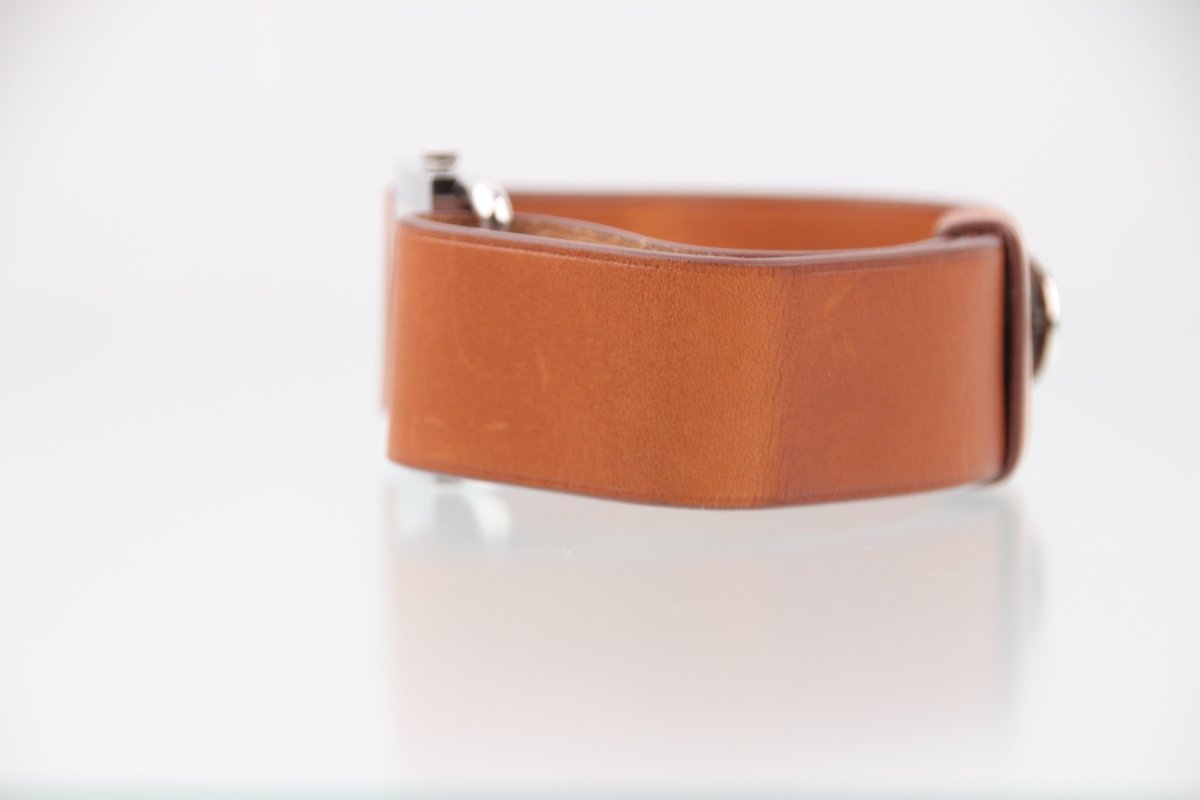 Used Hermes Barenia Silver Dial Quartz Steel Ladies Leather Watch BA1.510 - RYBrandshop
