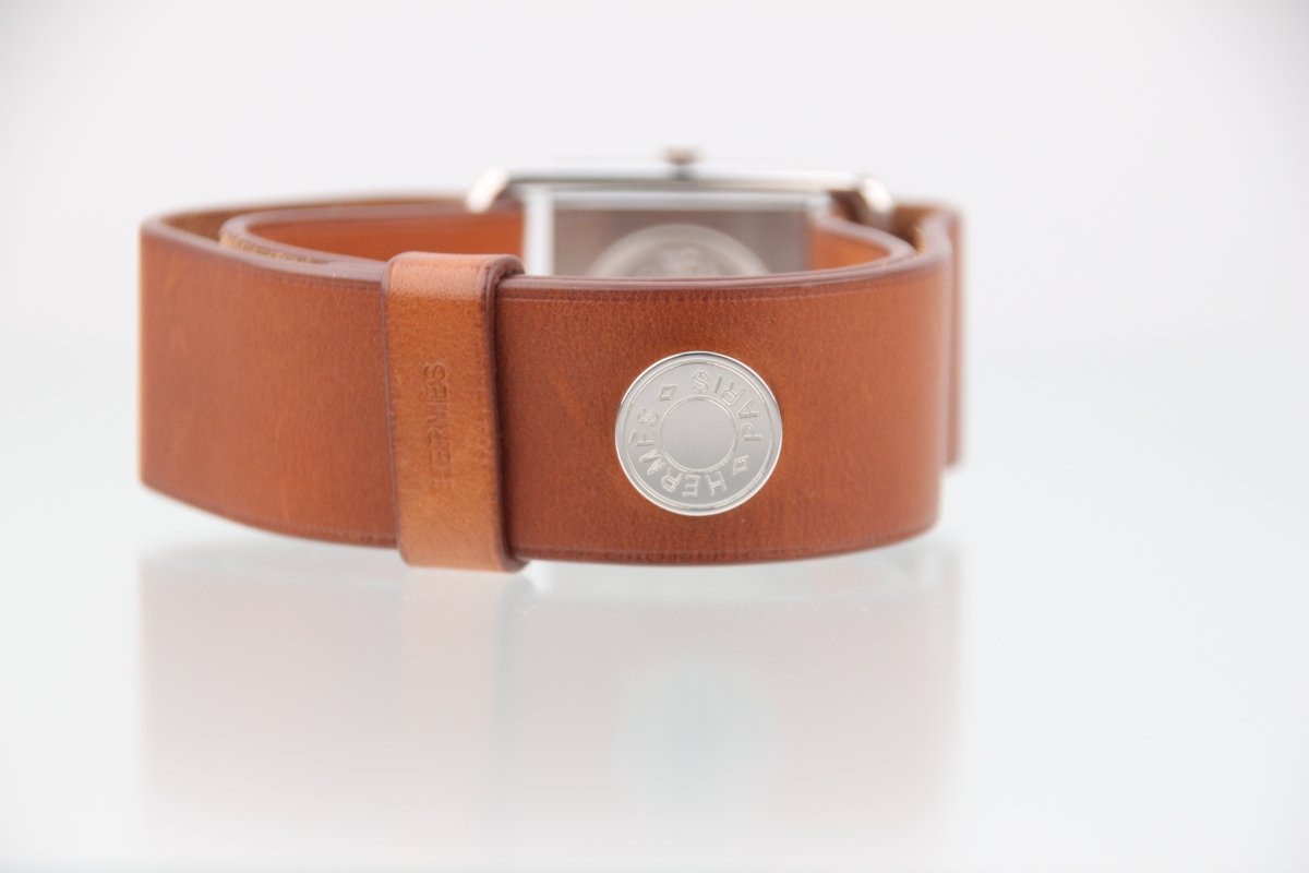 Used Hermes Barenia Silver Dial Quartz Steel Ladies Leather Watch BA1.510 - RYBrandshop