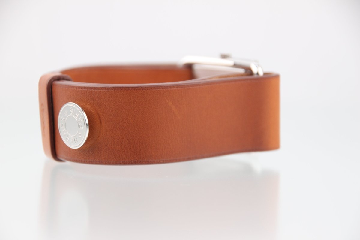 Used Hermes Barenia Silver Dial Quartz Steel Ladies Leather Watch BA1.510 - RYBrandshop