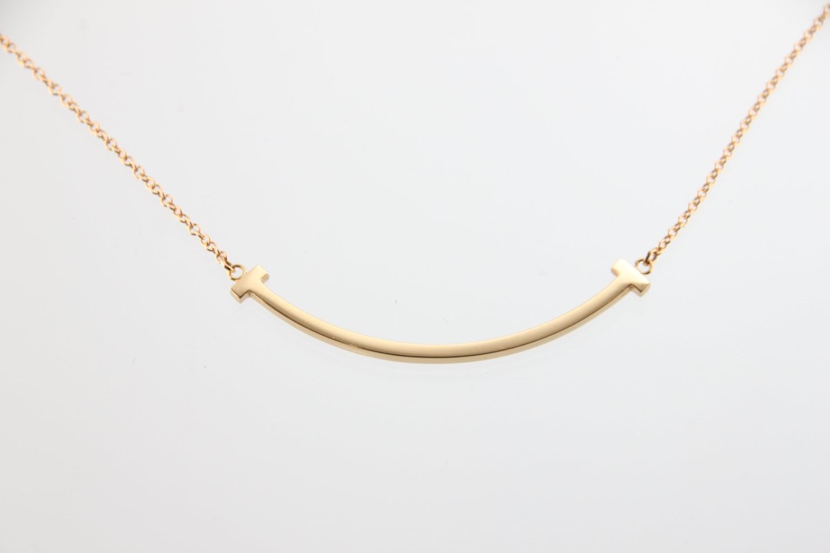 Used Tiffany & Co. T Smile Necklace Small 18K Rose Gold Au750 2.9g Authentic B S0014 - RYBrandshop