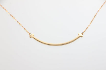 Used Tiffany & Co. T Smile Necklace Small 18K Rose Gold Au750 2.9g Authentic B S0014 - RYBrandshop