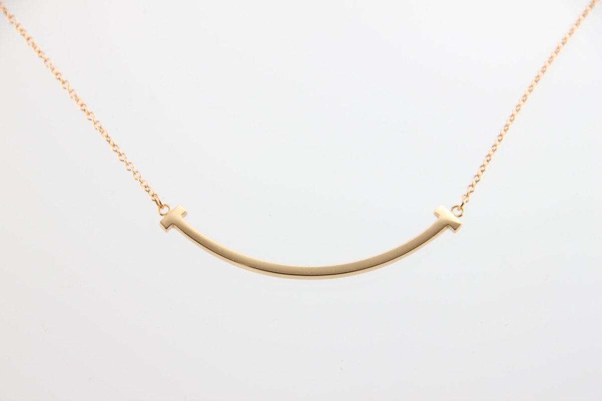 Used Tiffany & Co. T Smile Necklace Small 18K Rose Gold Au750 2.9g Authentic B S0014 - RYBrandshop