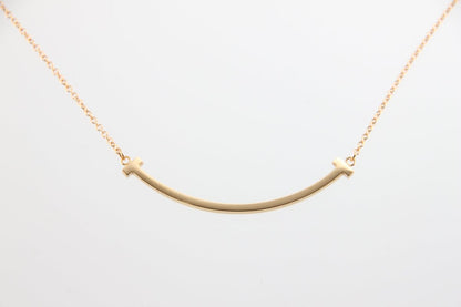 Used Tiffany & Co. T Smile Necklace Small 18K Rose Gold Au750 2.9g Authentic B S0014 - RYBrandshop