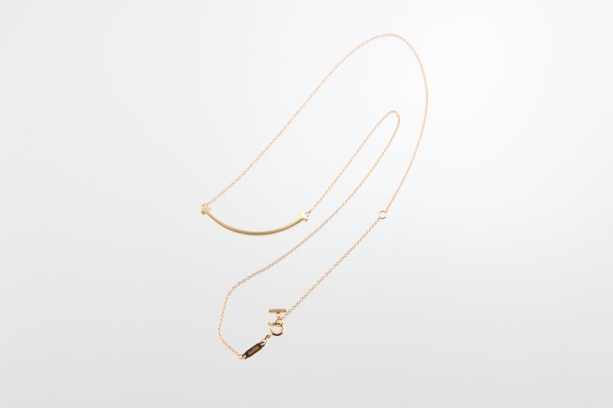 Used Tiffany & Co. T Smile Necklace Small 18K Rose Gold Au750 2.9g Authentic B S0014 - RYBrandshop