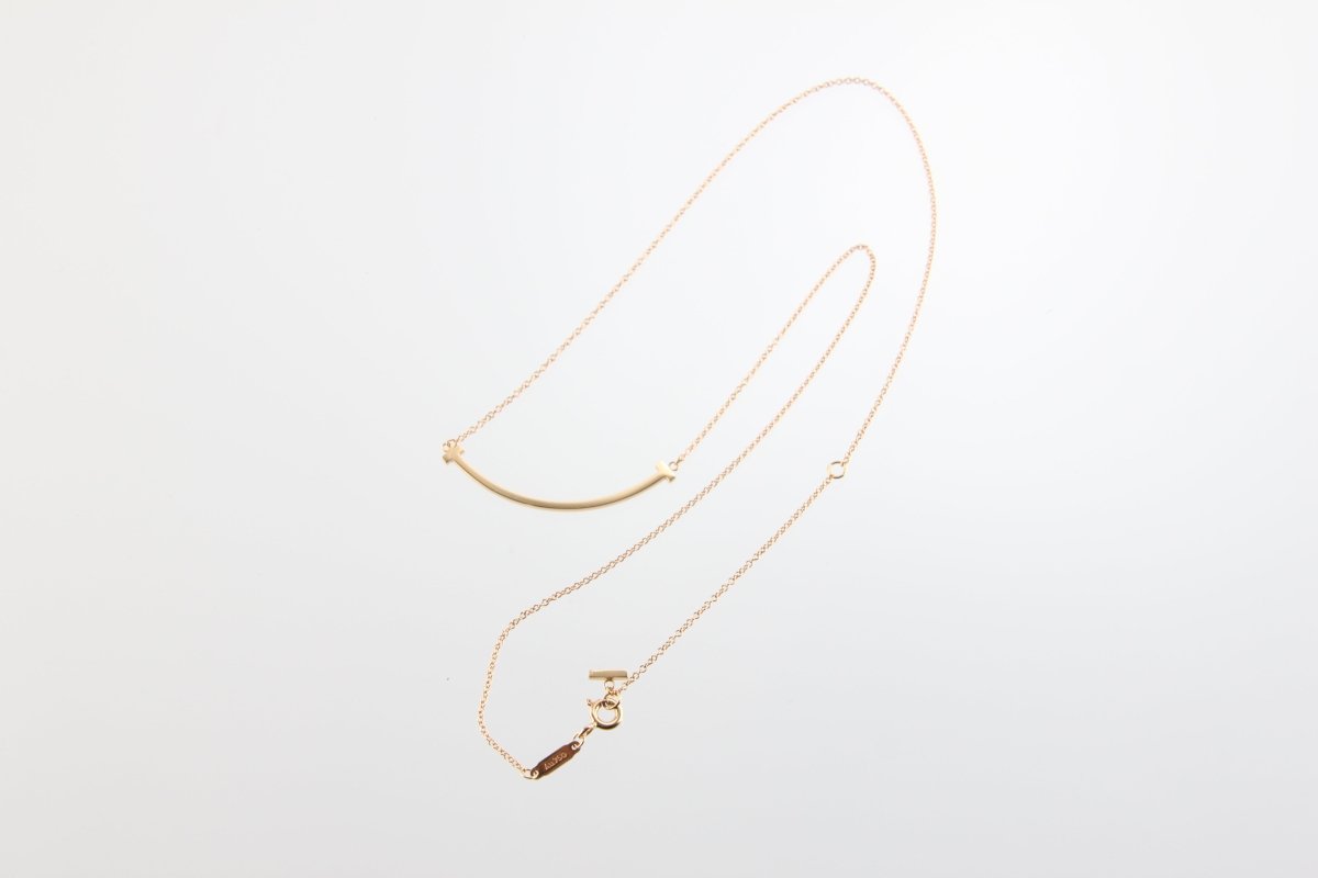 Tiffany & Co. T Smile Necklace Small 18K Rose Gold Au750 2.9g