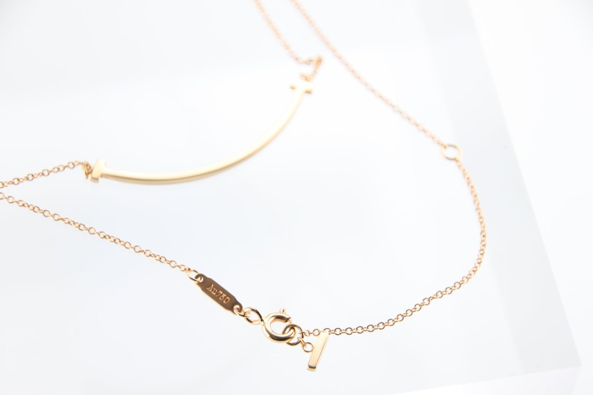 Tiffany & Co. T Smile Necklace Small 18K Rose Gold Au750 2.9g