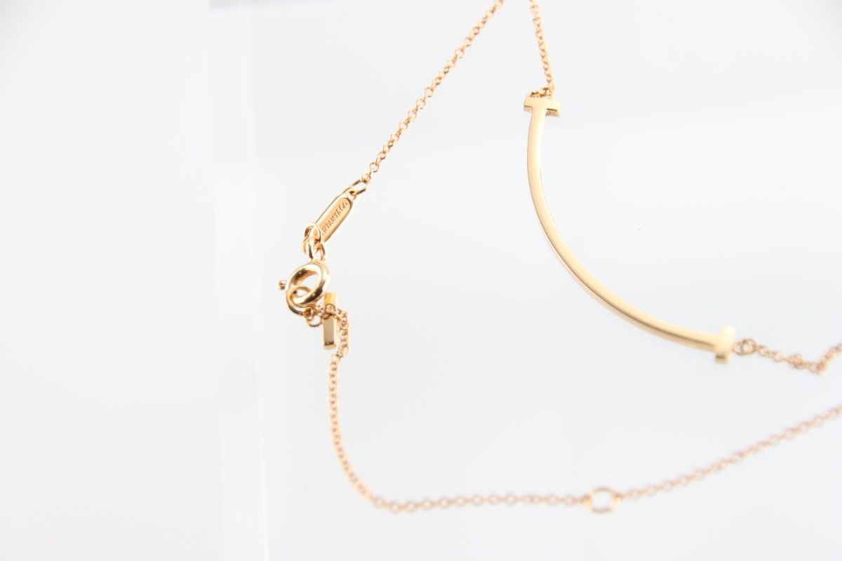 Used Tiffany & Co. T Smile Necklace Small 18K Rose Gold Au750 2.9g Authentic B S0014 - RYBrandshop
