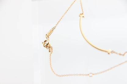 Used Tiffany & Co. T Smile Necklace Small 18K Rose Gold Au750 2.9g Authentic B S0014 - RYBrandshop