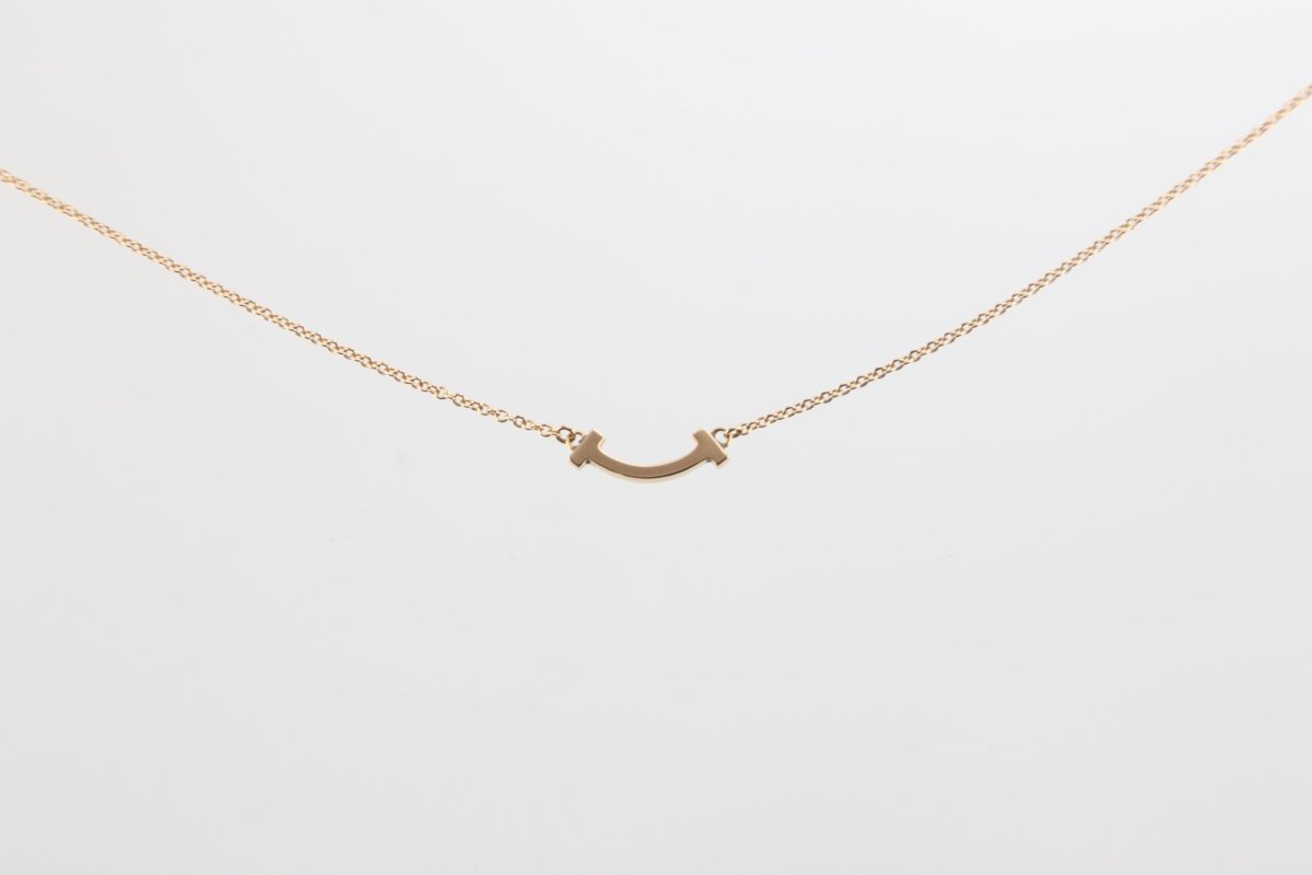 Used Tiffany & Co. T Smile Necklace Mini 18K Rose Gold Au750 2.4g Authentic B S0015 - RYBrandshop