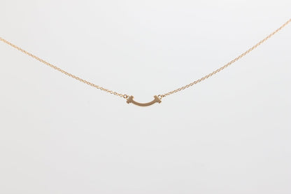 Used Tiffany & Co. T Smile Necklace Mini 18K Rose Gold Au750 2.4g Authentic B S0015 - RYBrandshop