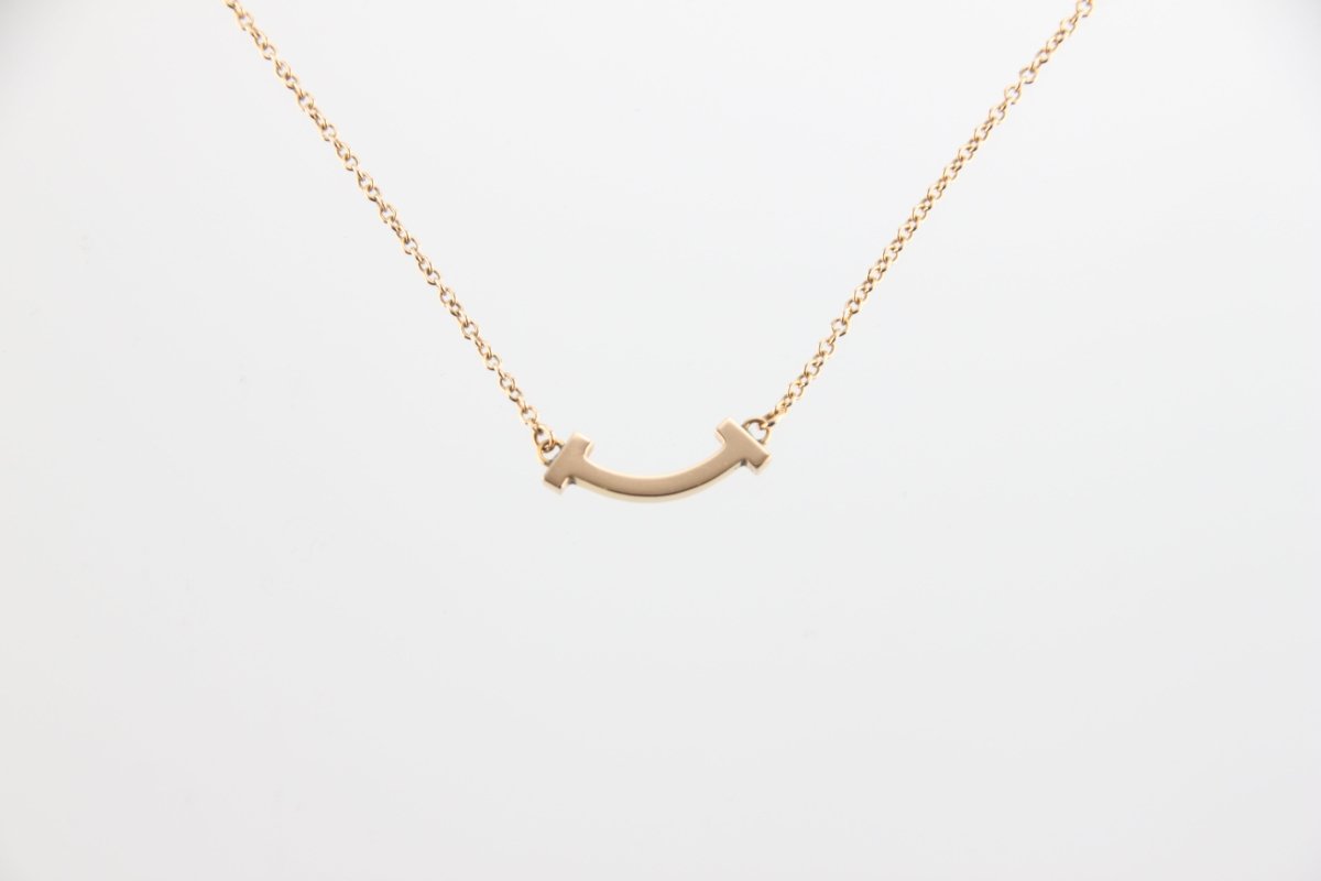 Used Tiffany & Co. T Smile Necklace Mini 18K Rose Gold Au750 2.4g Authentic B S0015 - RYBrandshop