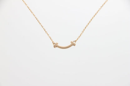 Used Tiffany & Co. T Smile Necklace Mini 18K Rose Gold Au750 2.4g Authentic B S0015 - RYBrandshop