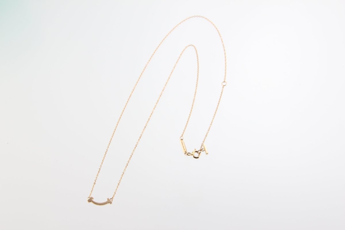 Used Tiffany & Co. T Smile Necklace Mini 18K Rose Gold Au750 2.4g Authentic B S0015 - RYBrandshop