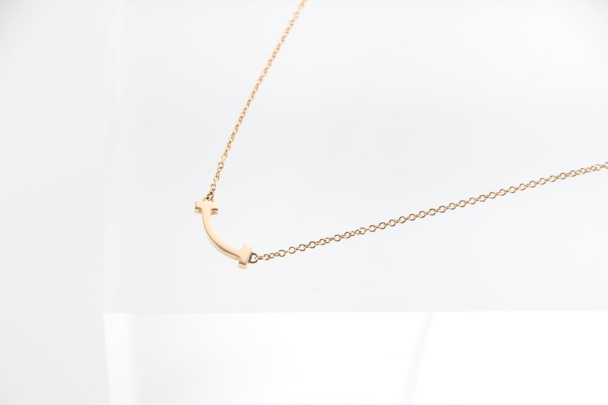 Used Tiffany & Co. T Smile Necklace Mini 18K Rose Gold Au750 2.4g Authentic B S0015 - RYBrandshop