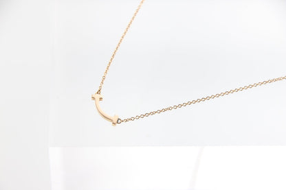 Used Tiffany & Co. T Smile Necklace Mini 18K Rose Gold Au750 2.4g Authentic B S0015 - RYBrandshop