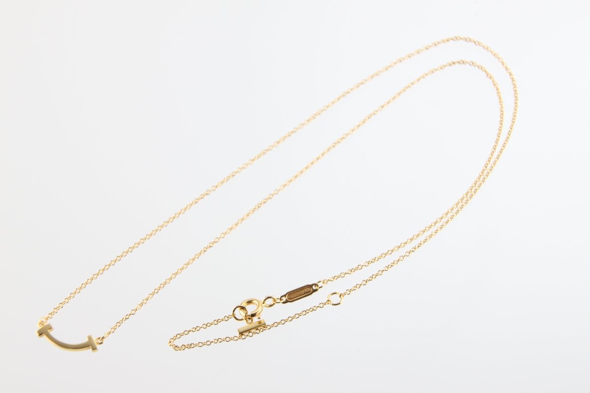 Used Tiffany & Co. T Smile Necklace Mini 18K Yellow Gold Au750 2.3g Authentic B S0016 - RYBrandshop