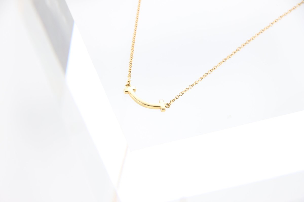 Used Tiffany & Co. T Smile Necklace Mini 18K Yellow Gold Au750 2.3g Authentic B S0016 - RYBrandshop