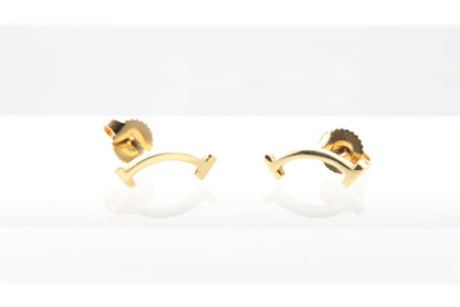 Used Tiffany & Co. T Smile Mini Earrings 18K Yellow Gold Au750 1.6g Authentic B S0017