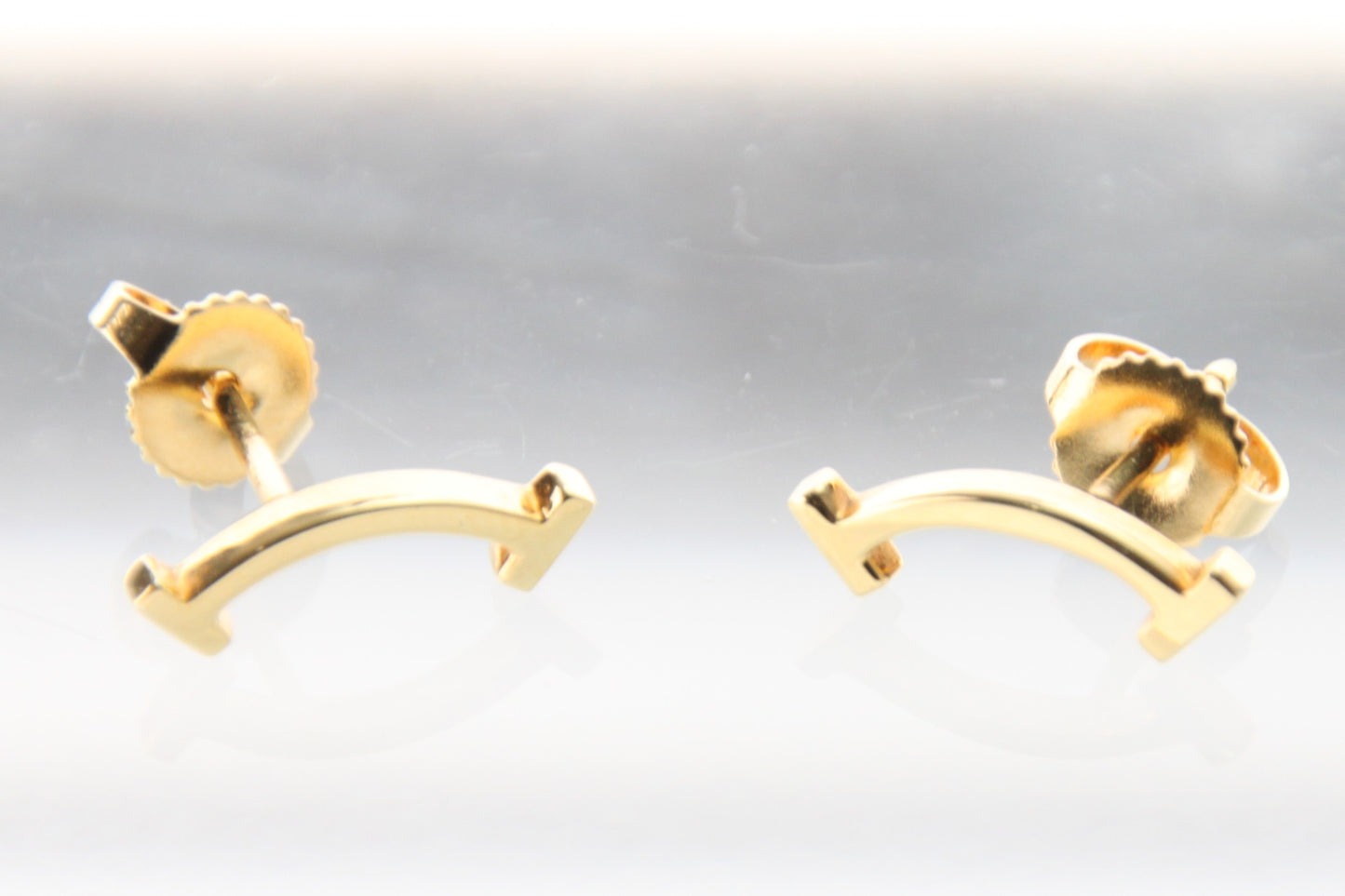 Used Tiffany & Co. T Smile Mini Earrings 18K Yellow Gold Au750 1.6g Authentic B S0017