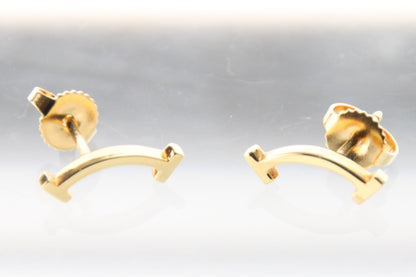Used Tiffany & Co. T Smile Mini Earrings 18K Yellow Gold Au750 1.6g Authentic B S0017