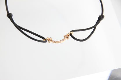 Used Tiffany & Co. T Smile Mini Diamond Bracelet 18K Rose Gold Au750 0.8g B S0018