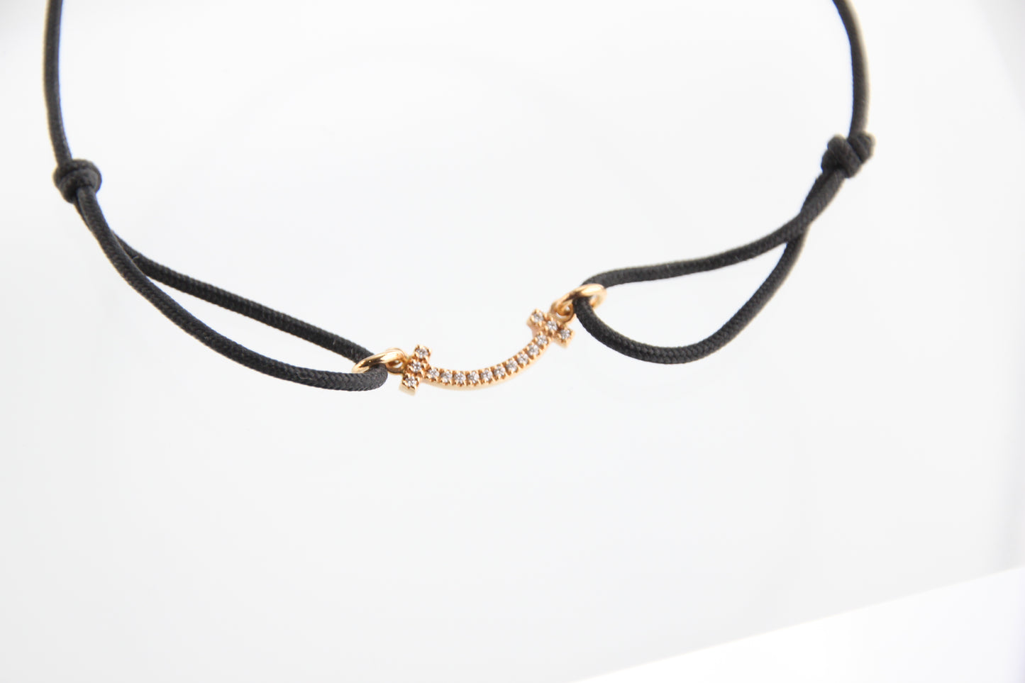 Used Tiffany & Co. T Smile Mini Diamond Bracelet 18K Rose Gold Au750 0.8g B S0018