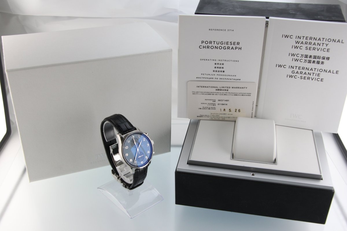Used IWC Portugieser Chronograph IW371491 Blue Dial 41mm Full Set - RYBrandshop