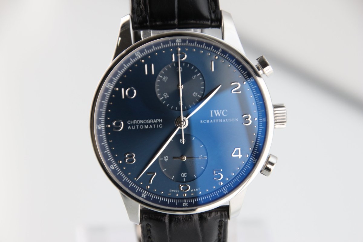 Used IWC Portugieser Chronograph IW371491 Blue Dial 41mm Full Set - RYBrandshop