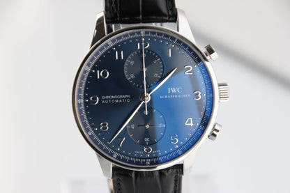 Used IWC Portugieser Chronograph IW371491 Blue Dial 41mm Full Set - RYBrandshop