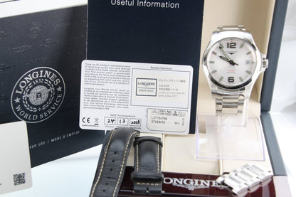 Used Longines Conquest V.H.P. White Dial 40mm Quartz L3.716.4 Full Set - RYBrandshop