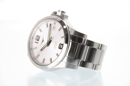 Used Longines Conquest V.H.P. White Dial 40mm Quartz L3.716.4 Full Set - RYBrandshop