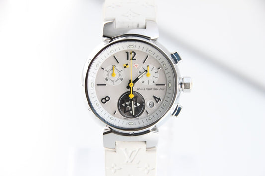 Used Louis Vuitton Tambour Lovely Cup Q132C Mother of Pearl Dial Quartz Chronograph - RYBrandshop