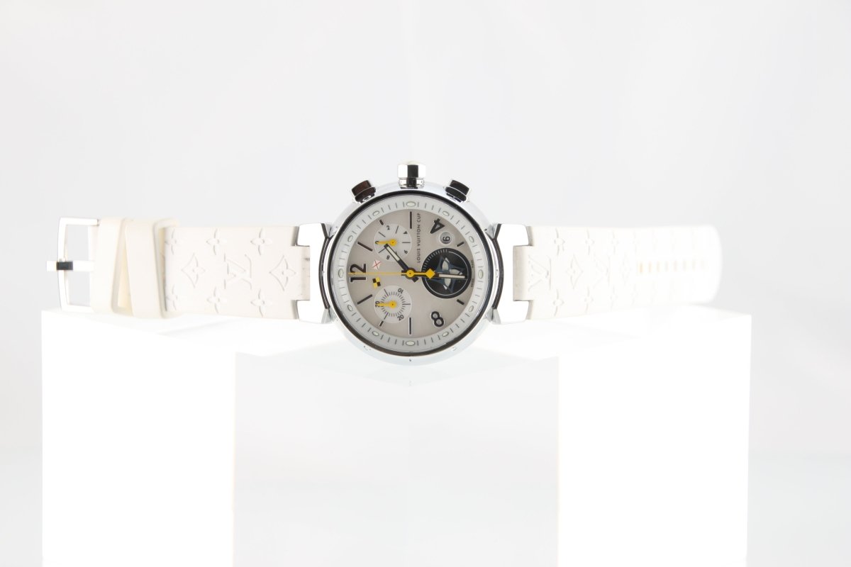 Used Louis Vuitton Tambour Lovely Cup Q132C Mother of Pearl Dial Quartz Chronograph - RYBrandshop