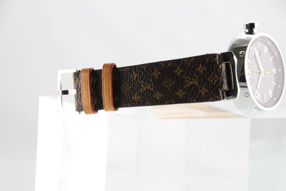 Used Louis Vuitton Tambour Q1111 Brown Dial Swiss Quartz 39mm Leather Strap - RYBrandshop
