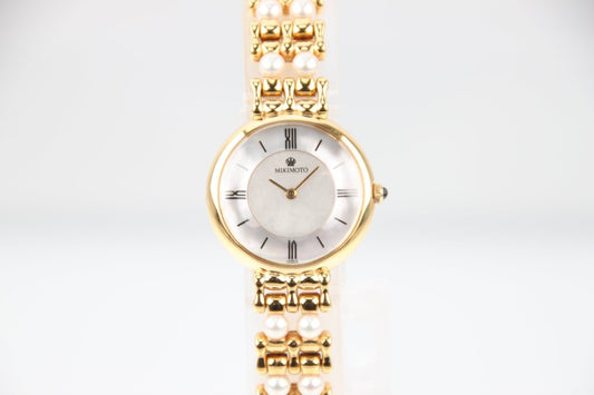Used Mikimoto Luxury Pearl Bracelet MOP Dial Quartz Ladies Watch 2P20-0530 - RYBrandshop