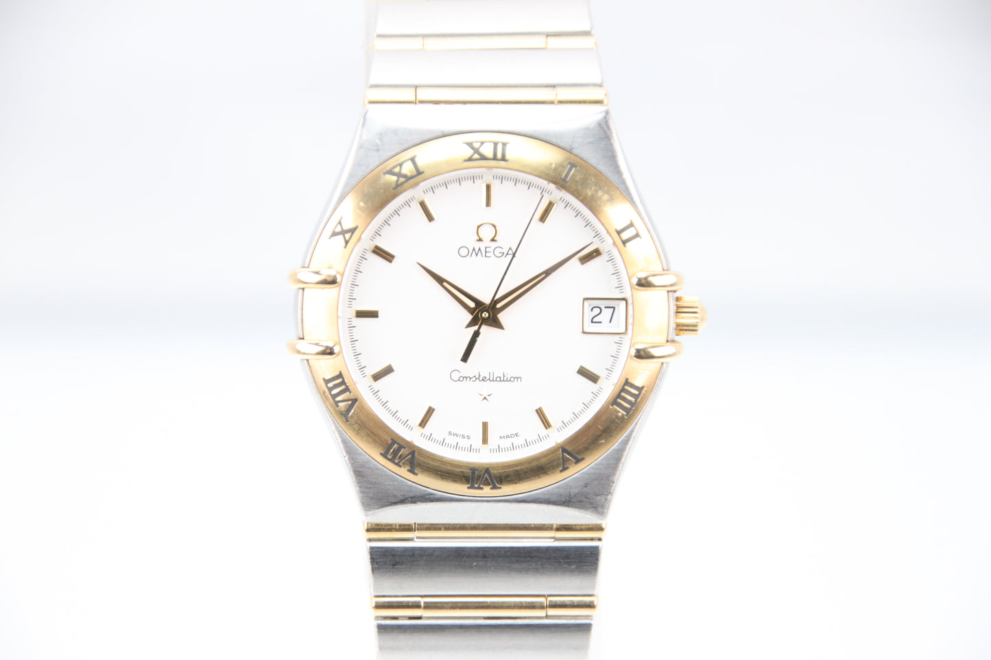 Used Omega Constellation Quartz 35mm YG Steel White Dial Men's Watch 1212.30