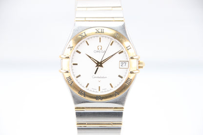 Used Omega Constellation Quartz 35mm YG Steel White Dial Men's Watch 1212.30