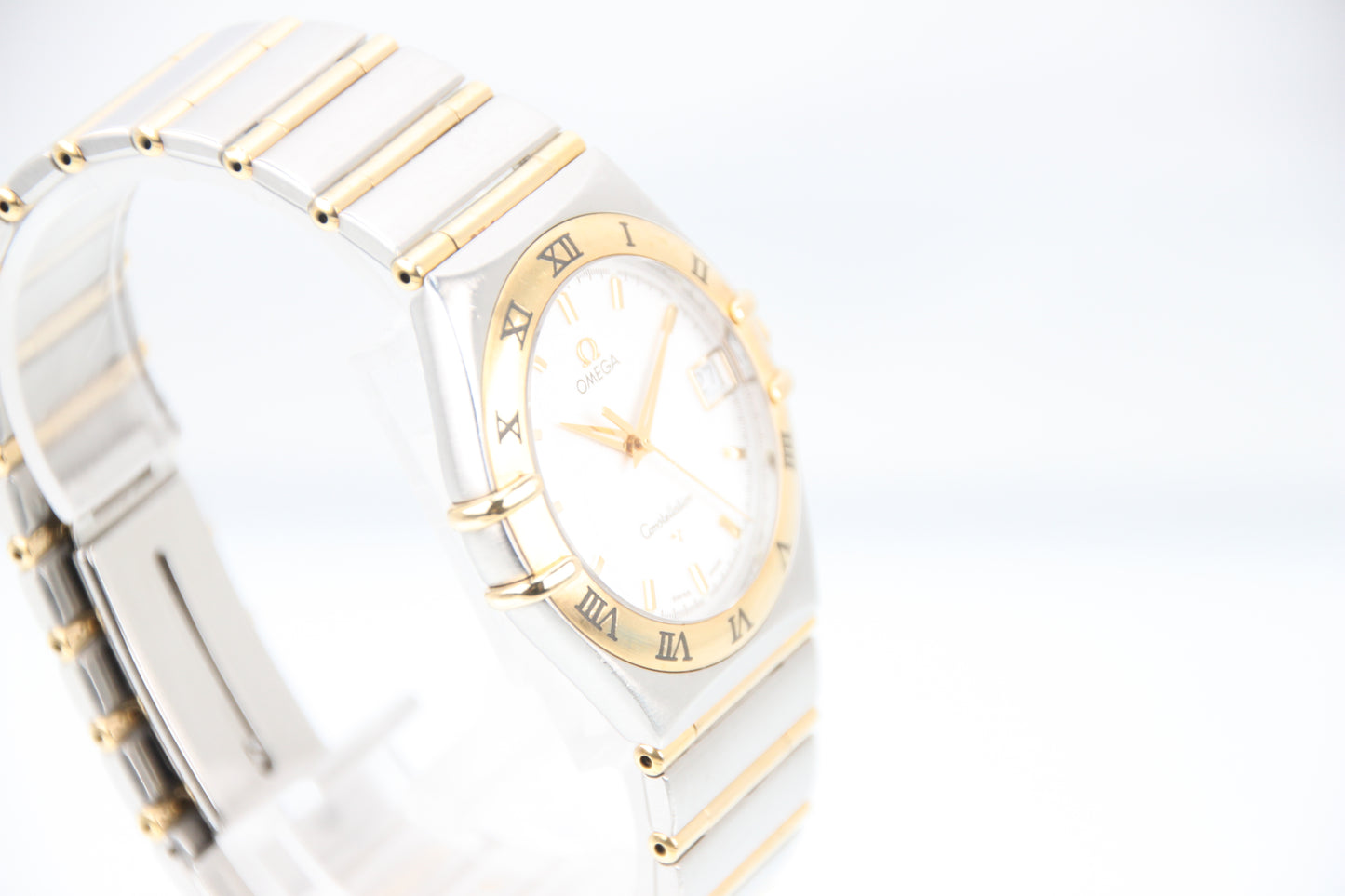 Used Omega Constellation Quartz 35mm YG Steel White Dial Men's Watch 1212.30