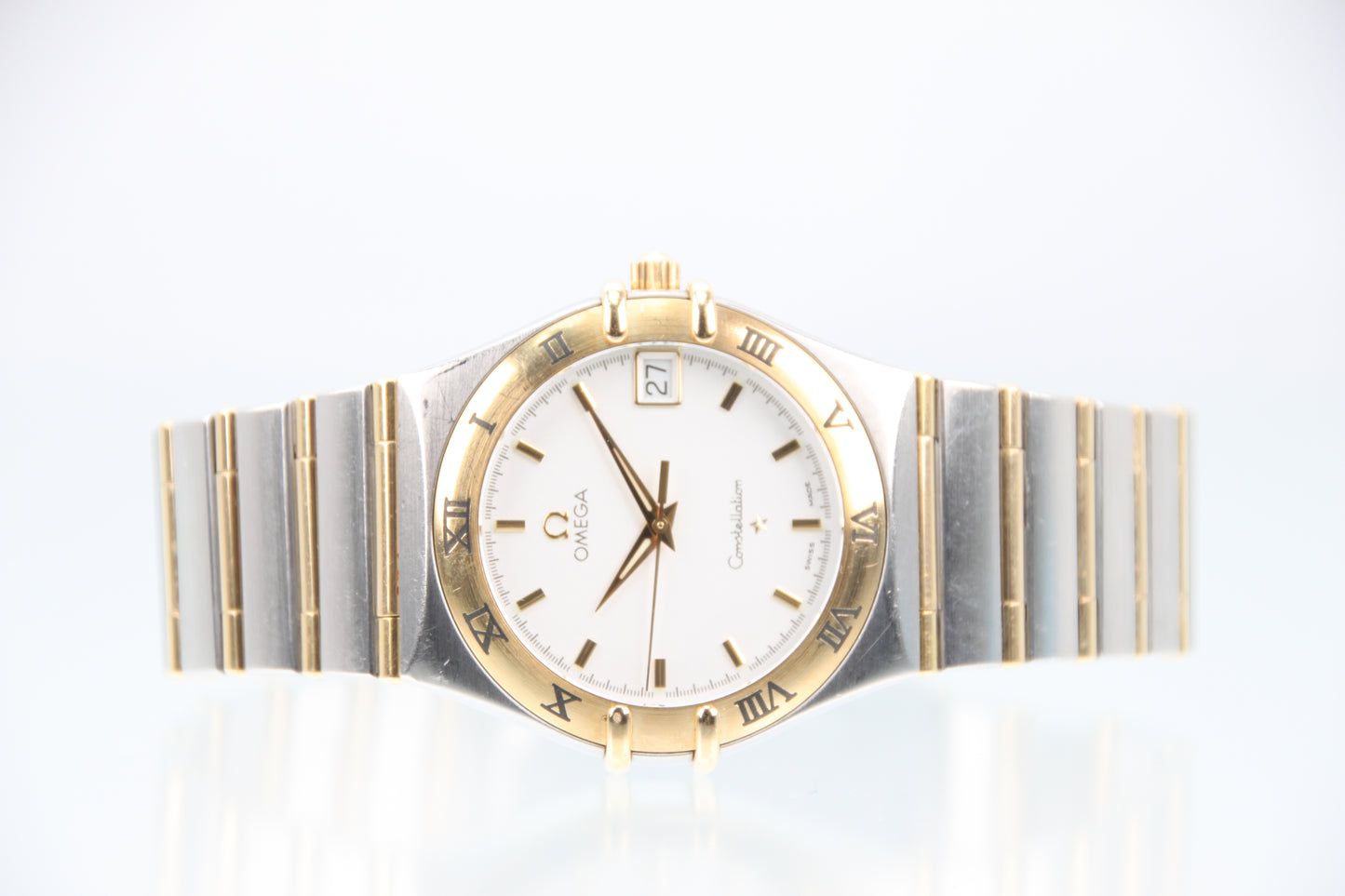 Used Omega Constellation Quartz 35mm YG Steel White Dial Men's Watch 1212.30