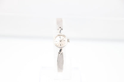 Used Omega Geneve Vintage 14K Solid White Gold Silver Dial Manual Ladies Watch - RYBrandshop