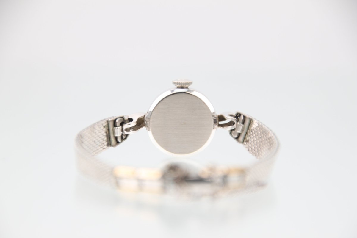 Used Omega Geneve Vintage 14K Solid White Gold Silver Dial Manual Ladies Watch - RYBrandshop