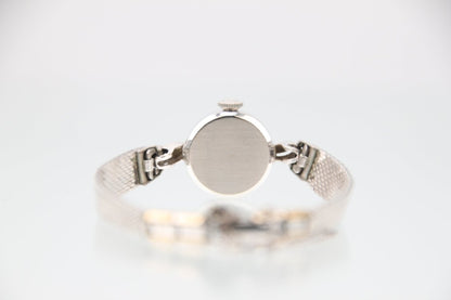 Used Omega Geneve Vintage 14K Solid White Gold Silver Dial Manual Ladies Watch - RYBrandshop