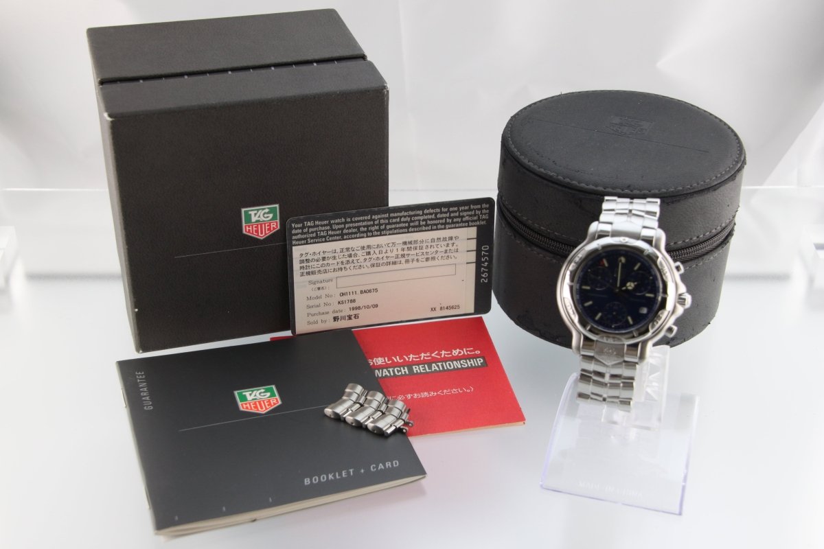Used TAG Heuer 6000 Series Chronograph Blue Dial CH1111 - 0 Quartz Full Set - RYBrandshop
