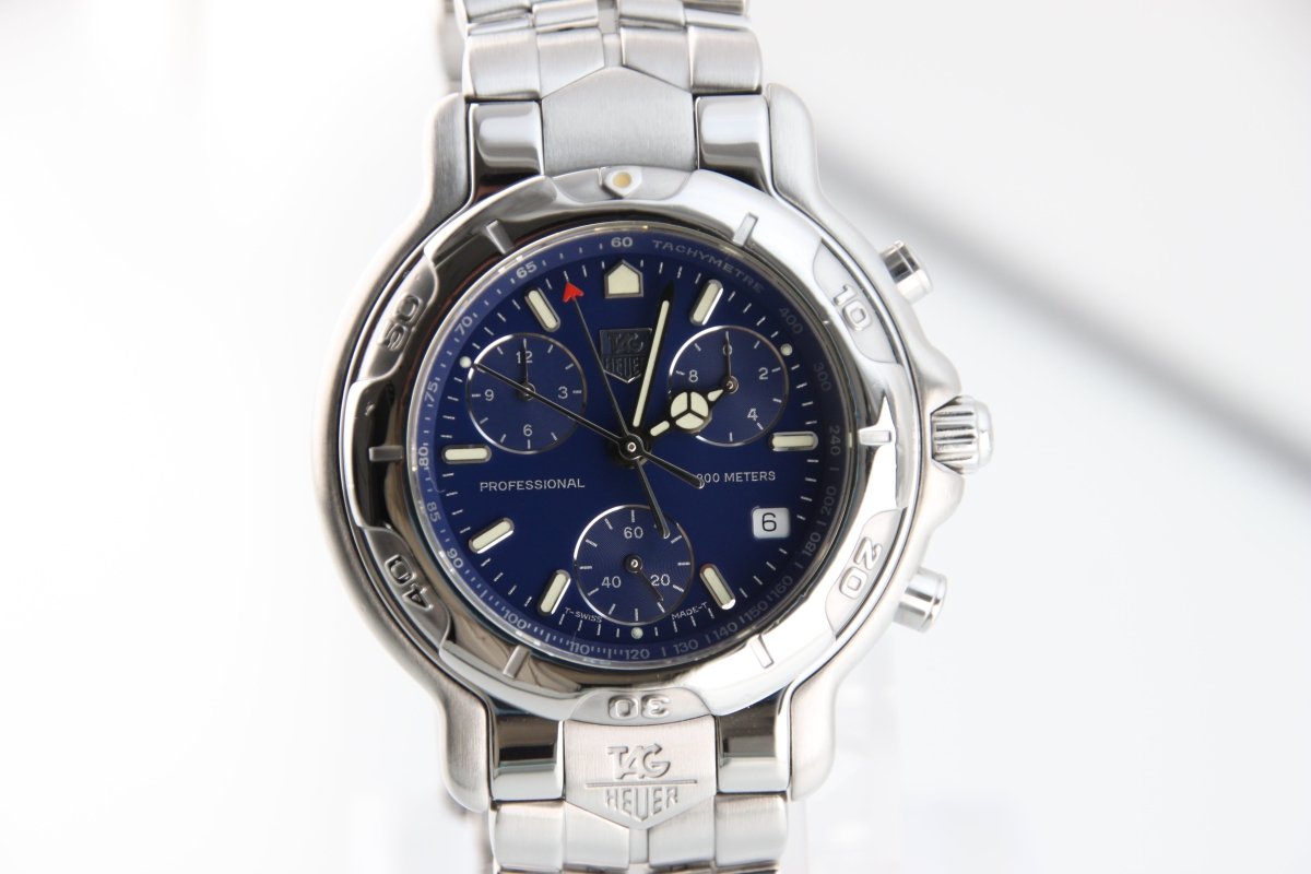 Used TAG Heuer 6000 Series Chronograph Blue Dial CH1111 - 0 Quartz Full Set - RYBrandshop