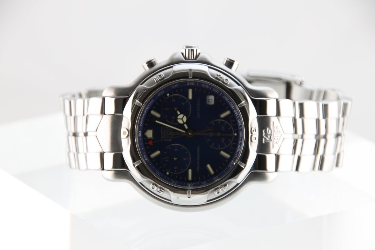Used TAG Heuer 6000 Series Chronograph Blue Dial CH1111 - 0 Quartz Full Set - RYBrandshop