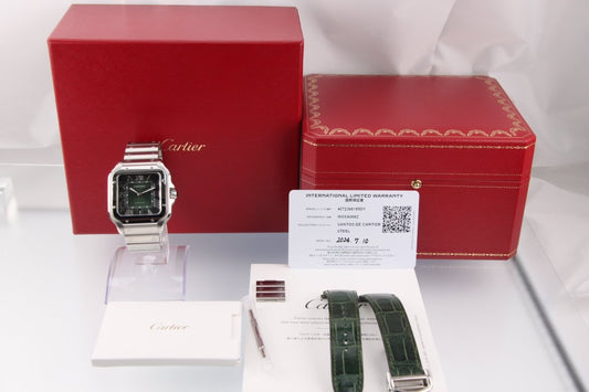 Used Cartier Santos de Cartier LM Green Dial Steel WSSA0062 - RYBrandshop