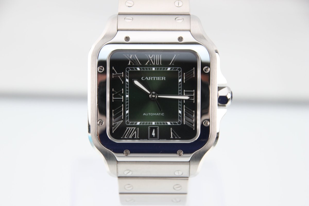 Used Cartier Santos de Cartier LM Green Dial Steel WSSA0062 - RYBrandshop